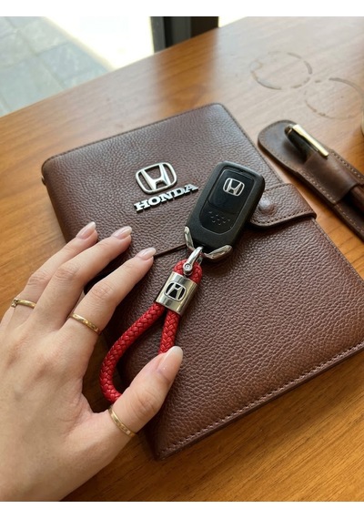 Kırmızı Deri Örgü Honda İle Uyumlu Anahtarlık Civic Jazz City Aksesuar Vitec