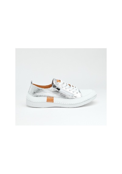 Derinet Günlük Hakiki Deri Kadın Sneaker Gümüş Gümüş