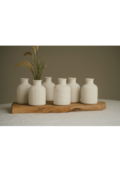 Bernami Mumluk Şamdanpinterest Bohem Mini Vazo Çizgili Beton Vazo - Stil Minimal Dekor 1 Adet Diğer