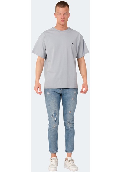 Slazenger KULANA Oversize Erkek Oversıze Gri Tişört