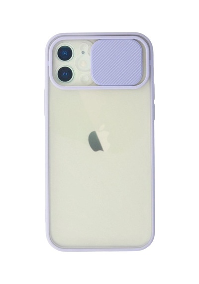 Apple İphone Uyumlu 12 Kılıf Palm Buzlu Kamera Sürgülü Silikon - Lila Çok Renkli