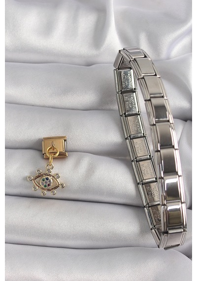 316l Çelik Gold Renk Sallantı Zirkon Taşlı Göz Model Nomination Charm Diğer 70311276