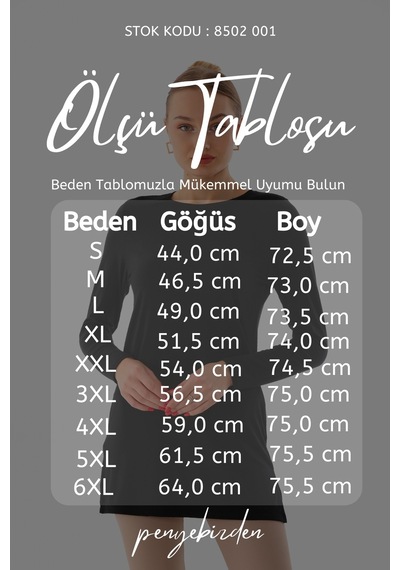 Penyebizden Kadın Viskon Full Likra Tunik-siyah-siyah Siyah