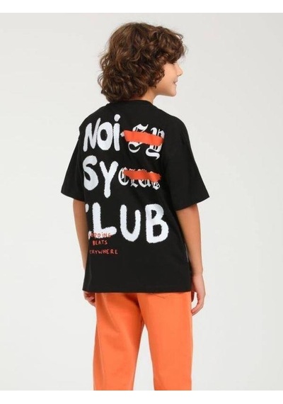 Jack Lions Erkek Çocuk Pamuklu Noisyclub Yazılı Kısa Kol Tshirt-14608 SIYAH