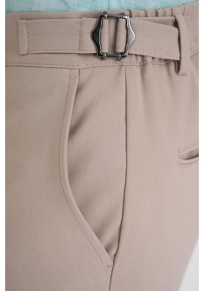 Efor Comfort Fit Beli Lastikli Yandan Tokalı Esnek Bej Jogger Pantolon P 1178 Bej