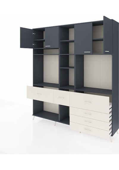 Hyperion Dolap 11 Raflı 6 Çekmeceli 4 Kapaklı 220x44x243 Antrasit-antrasit/aytaşı Antrasıt/aytası Hyperion Dolap 11 Raflı 6 Çekmeceli 4 Kapaklı 220x44x243 Antrasit-antrasit/aytaşı Antrasıt/aytası