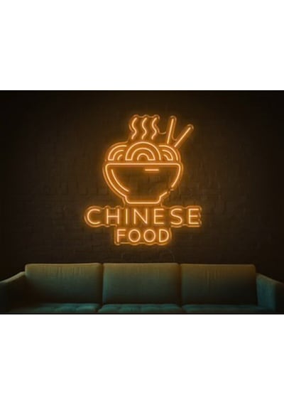 Chınese Food Yazılı Ve Şekilli Neon Tabela Turuncu