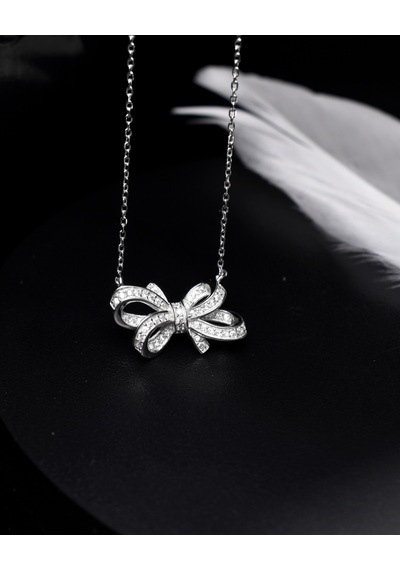 Brezza Lusso Jewelry Zirconia Taşlı Işıltılı Diamond Fiyonk Model Kadın Gümüş Kolye 45 CM 45 CM