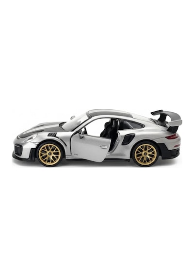 TıfılToys Hobbiez Lisanslı Porsche 911 Gt2 Kapıları Açılabilir Model Diecast 1/32 Ölçek Metal Standlı Araç Gri