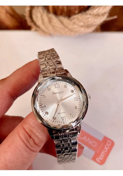 Ferrucci Fcf070096 Çelik Kristal Camlı Kadın Kol Saati+çelik Koly