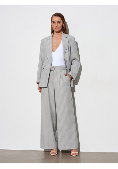 Dilvin 72682 Kemerli Pileli Pantolon-gri