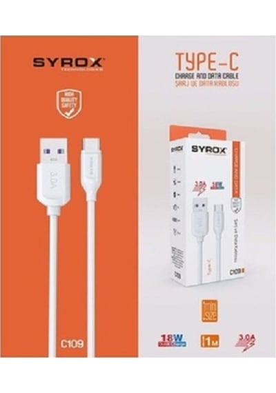 Type-c Girişli 18w 3.0a Hızlı Şarj Ve Data Kablosu