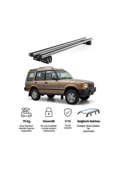 Pençe Land Rover Range Rover 1994-2002 Uyumlu Gri Ara Atkı 135cm Port Bagaj Tavan Barı