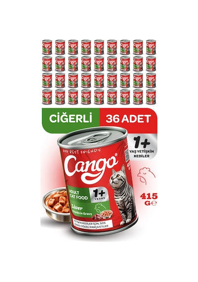 Cango Yetişkin Yaş Kedi Maması Ciğerli 415gr 36lı