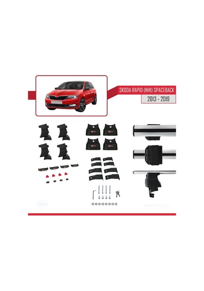 Skoda Rapid Nh1 Spaceback 2013-2019 Arası İle Uyumlu Ace-4 Ara Atkı Tavan Barı Gri
