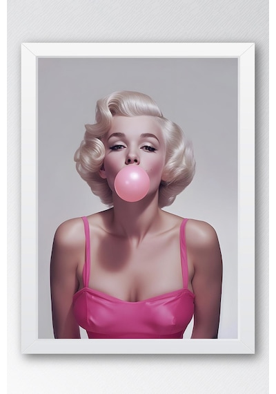 Sakız Çiğneyen Marilyn Monroe Modern Portre Çerçeveli Tablo - Pop Art Poster Tablo