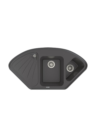 Polex Cristalüx Granit Evye P-CR1 Antrasit Tezgah Altı Ve Tezgah Üstü Mutfak Evyesi 104.5x57 CM