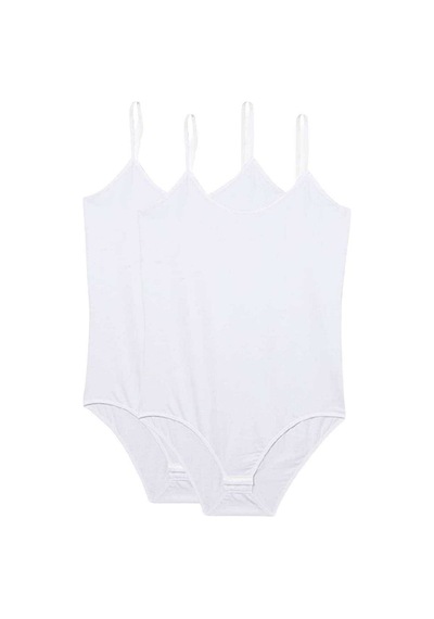 20st 2 Adet Battal Beden İp Askılı Kadın Çıtçıtlı Body Beyaz 13-2010