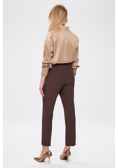 Faik Sönmez Arka Kemeri Lastikli Slim Fit Pantolon W27pnt001 Bw27pnt00130 Kahve