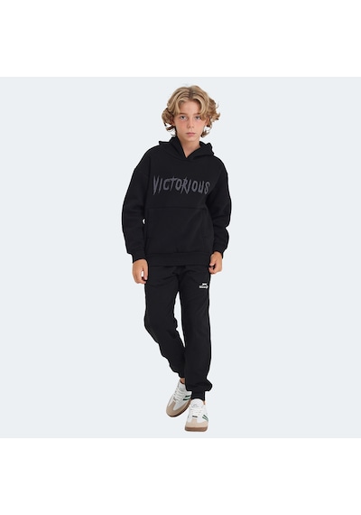 Slazenger  LEXUS Çocuk Kapüşonlu Cepli Siyah Sweatshirt