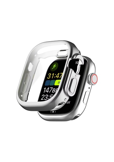 Caseonn Apple Watch Ultra Kılıf Ekran Korumalı 360 Tam Koruma Gümüş