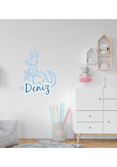 Kişiye Özel Kanguru Tasarımlı Çocuk Odası Duvar Sticker-1