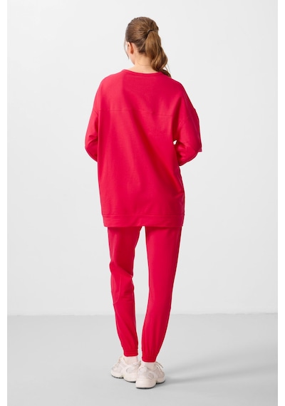 Viva Kırmızı O Yaka Basic Oversize Kadın Eşofman Tunik Takım - 95347 Kırmızı