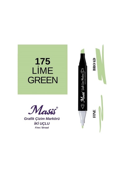Çift Uçlu Marker Grafik Çizim Kalemi 175 Limon Yeşil