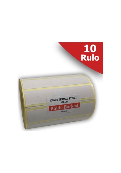 100X20 Termal Etiket 10 Rulo Barkod Etiketi Kalite Barkod