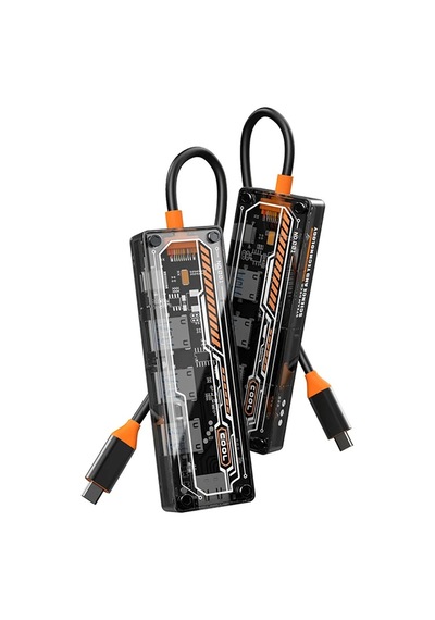 Ally 5in1 Type-c To Usb3.0 + Usb2.0 2 + Type-c Pd 100w + Hdmı Çoğaltıcı Transparan Hub- 5775 Renkli