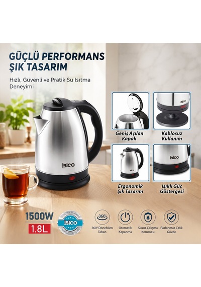 Çelik Kettle Su Isıtıcısı 1.8lt - 1500w 5691