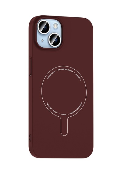 Maks Technology iPhone Uyumlu 14 Kılıf M-safe Şarj Özellikli Kamera Korumalı Mkst Elio Sert Pc Kapak - Bordo