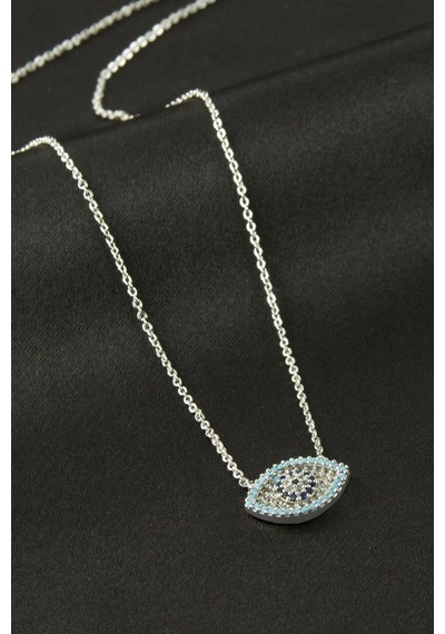 Ilkeshop Göz Zirkon Taşlı Kolye - Gümüş Rengi 58380397
