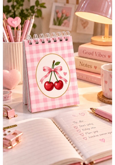 Kirazlı Model 15cm 10 Cm Spiralli Bloknot 40 Yaprak 80 Sayfa Çok Renkli