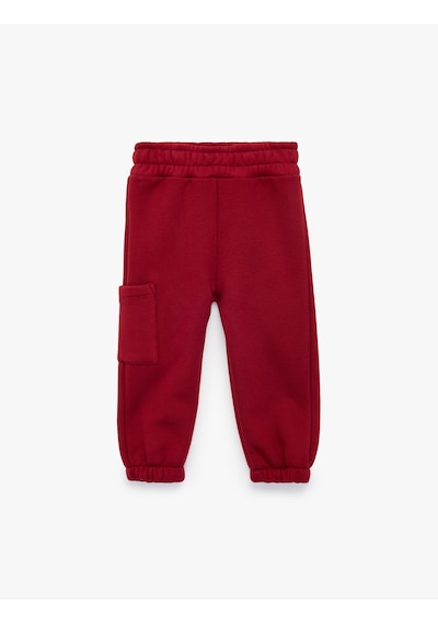 Koton Beli Lastikli Şardonlu Cepli Jogger Eşofman Altı Bordo 7wmb40056tk