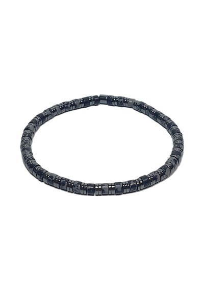 Jtss26blk1756 Obsidyen Ve Hematit Doğaltaş Esnek 4 Mm Janti Bileklik Çok Renkli