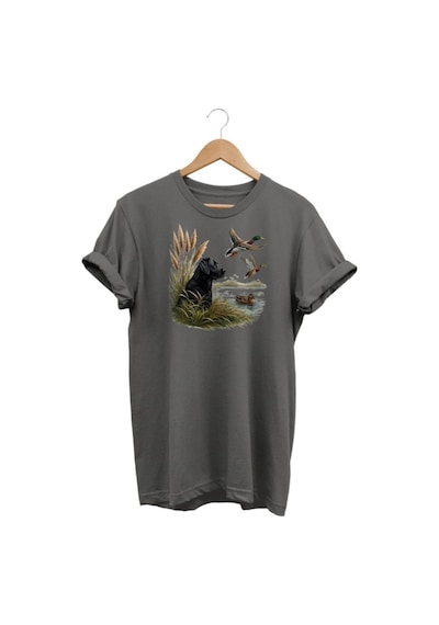 Widi Ördek Baskılı Gri T-shirt Antrasit