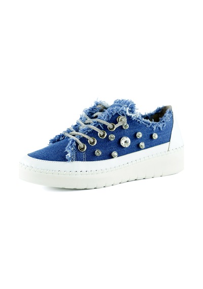 Erkan Saçmacı Vanessa Mavi Denim Taşlı Sneaker Mavi