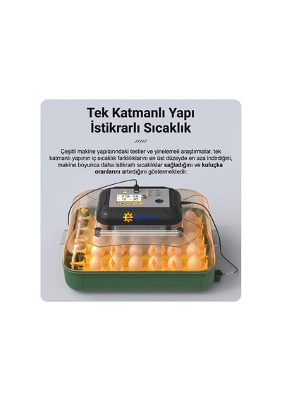 My110 Yumurta Kapasiteli Tam Otomatik Kuluçka Makinesi Su Pompası Ve Yedek Çevirme Motoru Hediyeli