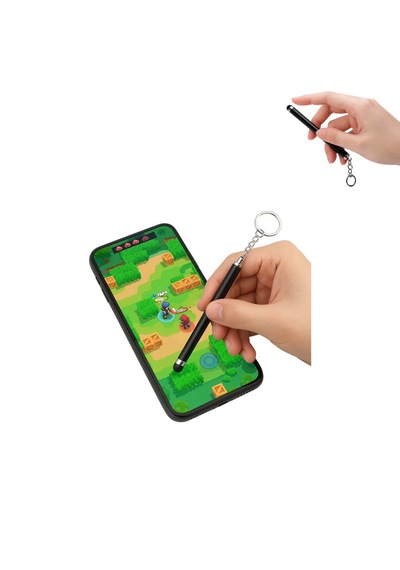 Touchpen Kalem Anahtarlık Dokunmatik Uç Küçük Kalem Telefon Tablet Vb. Dokunmatik Ekran Kalemi Siyah