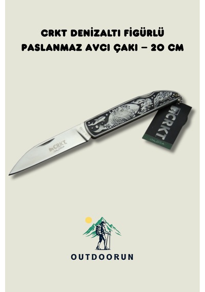 Crkt Denizaltı Figürlü Paslanmaz Avcı Kamp Çakı 20 Cm Beyaz - Siyah