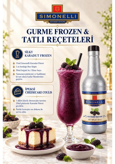 Simonelli Karadut Frozen Meyve Püresi 1 KG