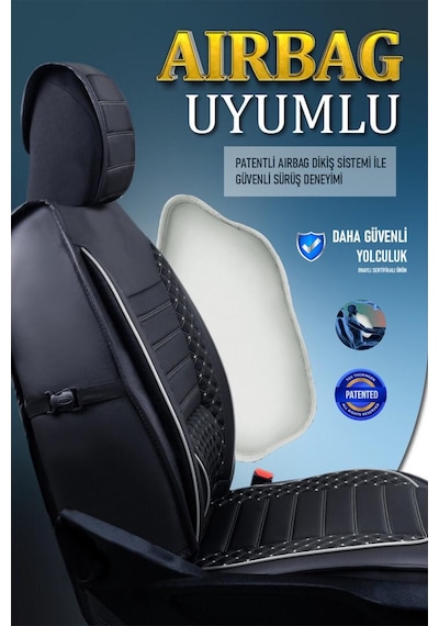 Audi 100 Serisi Oto Koltuk Kılıfı Ön Arka Set Siyah Beyaz Plus Serisi Scr