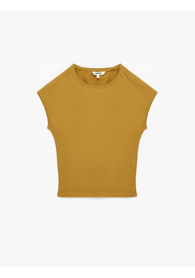 Koton Slim Fit Pamuklu Bisiklet Yaka Sıfır Kol Tişört Yeşil 6sak50456ek