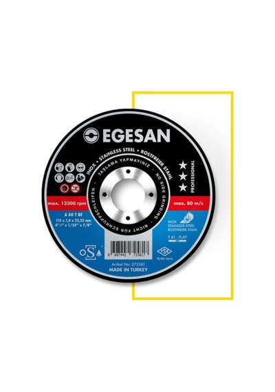 Egesan 115x1.0x22 Metal Kesici Disk Inox Proserisi 25adet