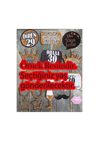 44 Yaş Altın Konuşma Balonu Seti 15 Parça Doğum Günü Fotoğraf Aksesuarı