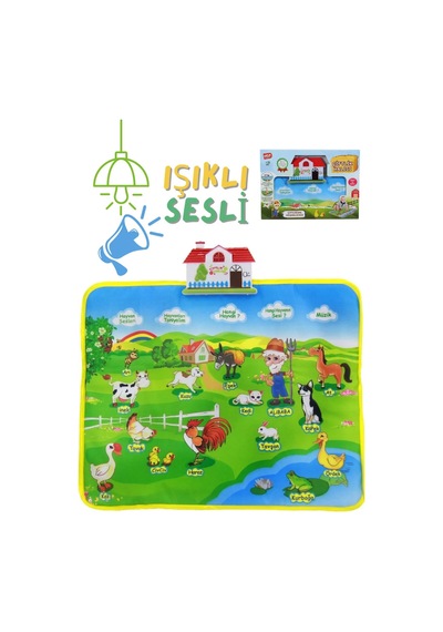 Dokunmatik Sesli Işıklı Çiftlik Halısı Bebek Aktivite Halısı Pilli, 40x60 Cm