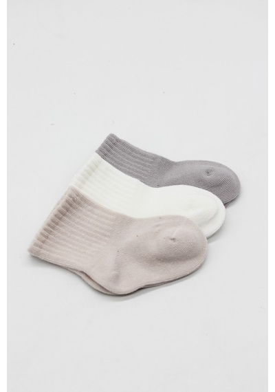 Erturkstore Elephant Boy 3'lü Penye Soket Çorap 10135 Gri Çok Renkli
