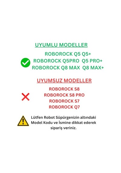 Q8 Max, Q8 Max+ Roborock İle Uyumlu 2 Siyah Yan Fırça 2 Filtre 2 Mop Genel