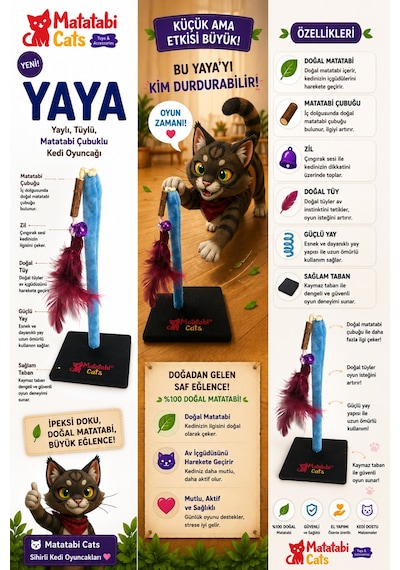 Yaya Yaylı Kedi Oyuncağı 28 Cm